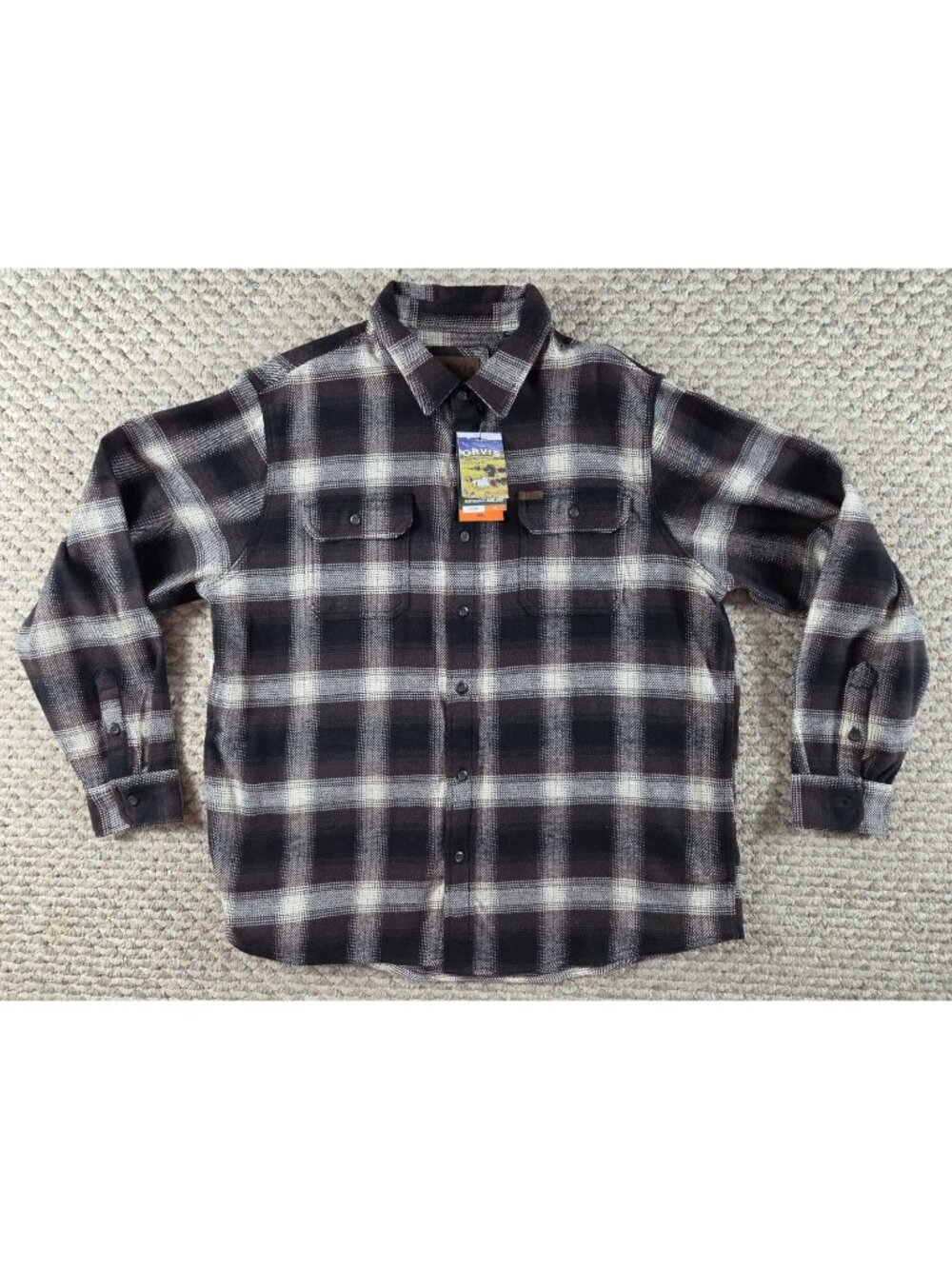 Orvis Men Plaid Flannel Heavyweight Long Sleeve Button-Up Shirt Size XXL New Tag